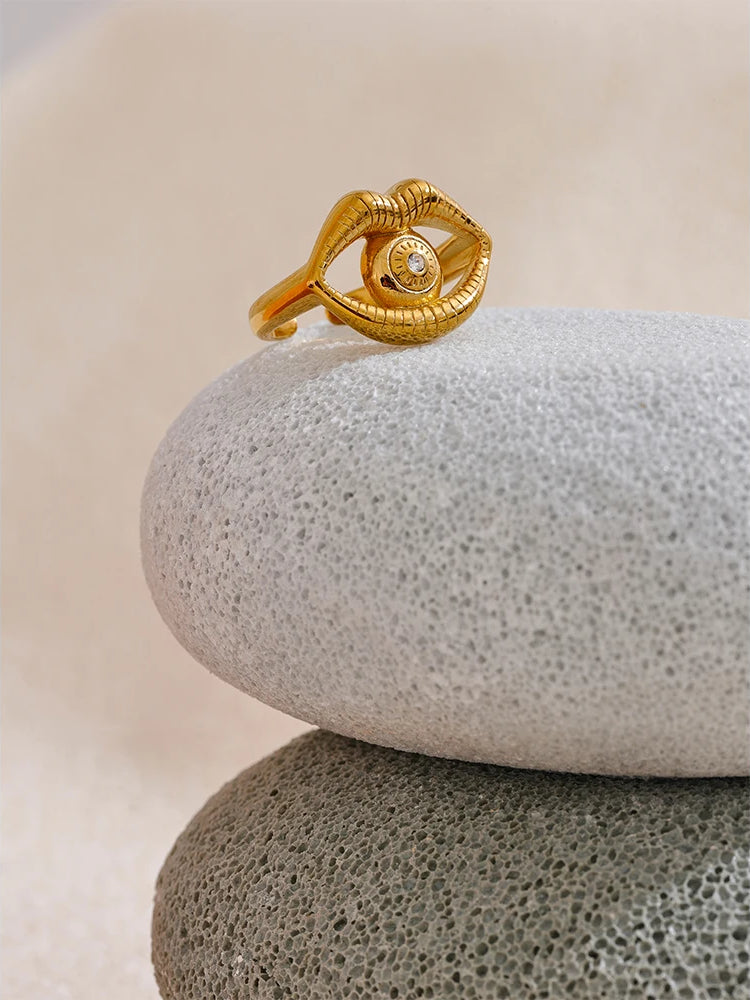 Versatile Zircon Statement Charm Ring - Ecru