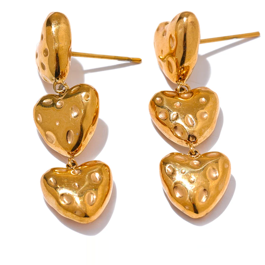 Vintage Heart Love Drop Earrings - Ecru