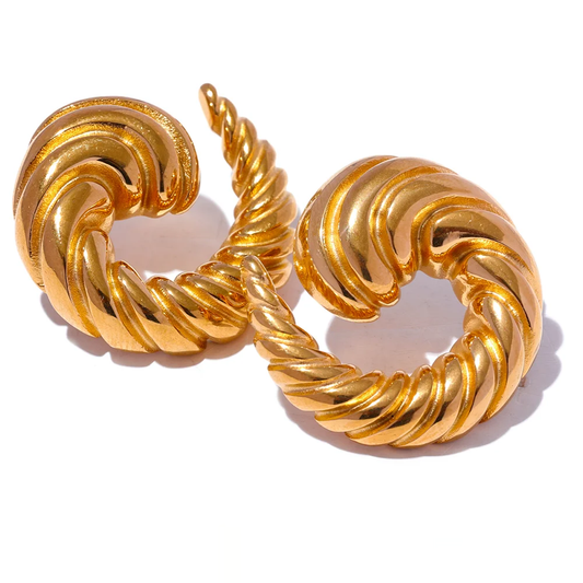 Vintage Statement Charm Stud Earrings - Ecru