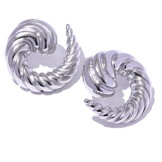 Vintage Statement Charm Stud Earrings - Ecru