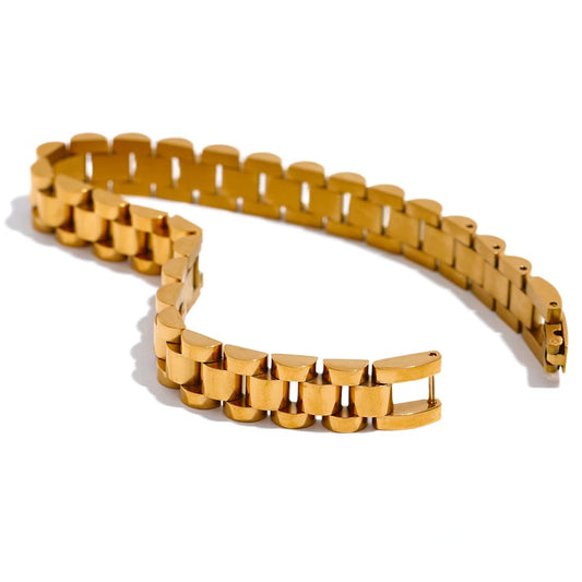 Watch Band Cuban Chain Bracelet - Ecru