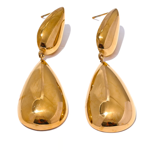 Water Drop Dangle Statement Earrings - Ecru