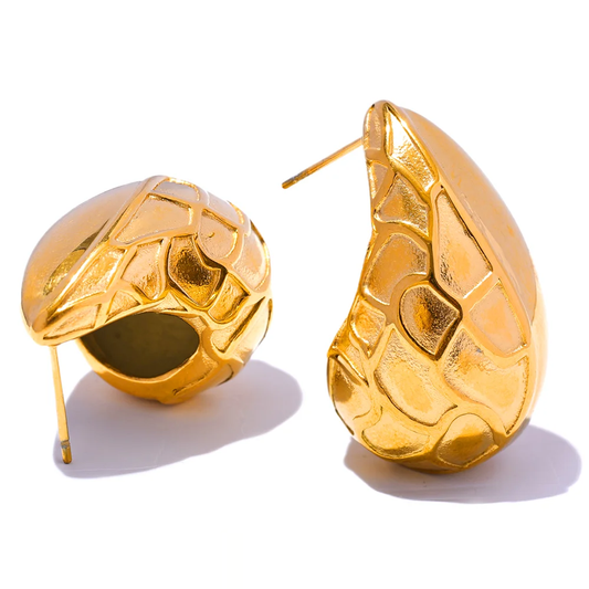 Water Drop Half Empty Stud Earrings - Ecru