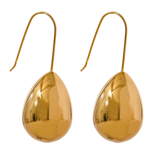 Water Drop Hanging Smooth Earrings - Ecru
