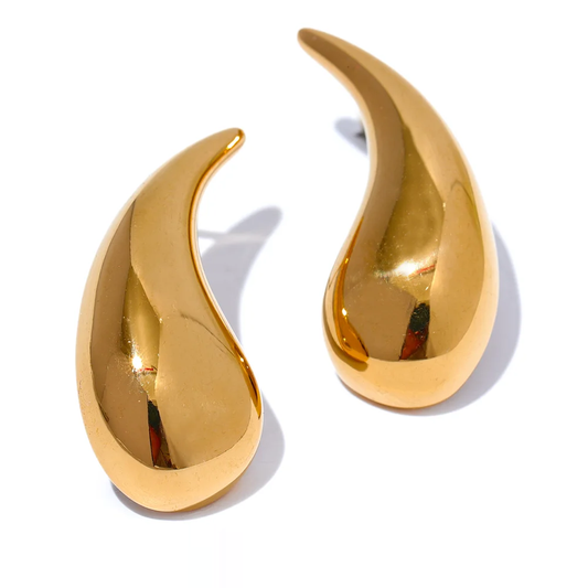 Water Drop Minimalist Stud Earrings - Ecru