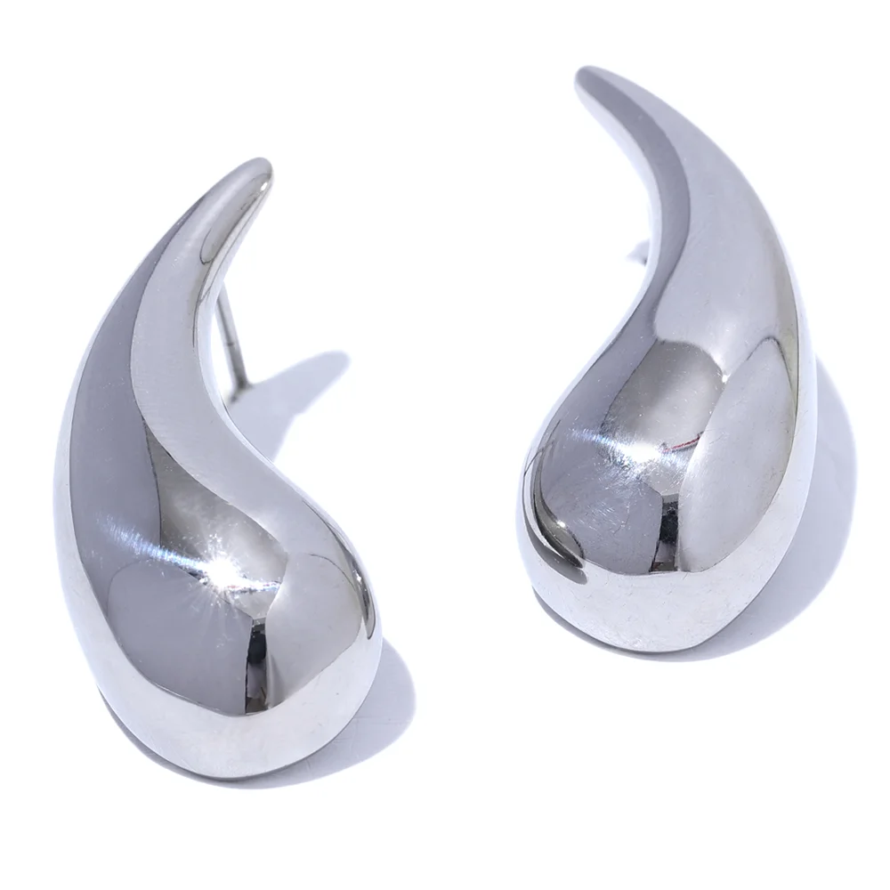 Water Drop Minimalist Stud Earrings - Ecru