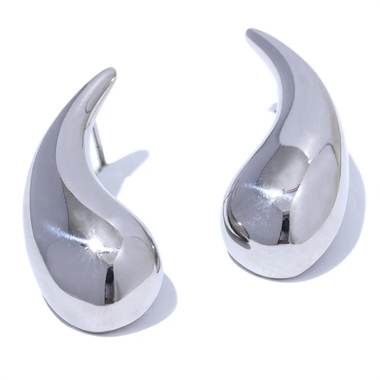 Water Drop Minimalist Stud Earrings - Ecru