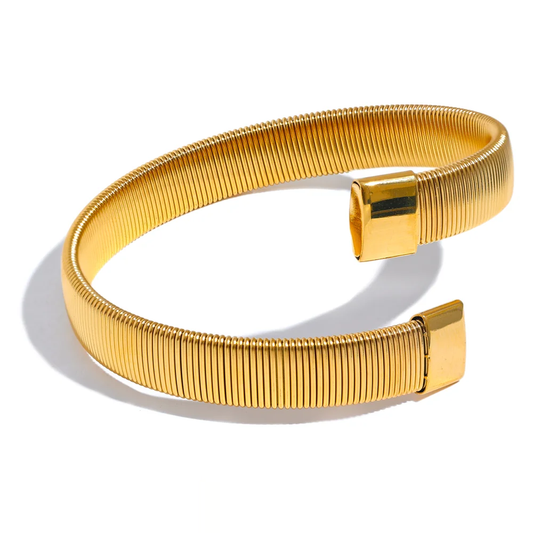 Wide Cuban Chain Cuff Bracelet - Ecru