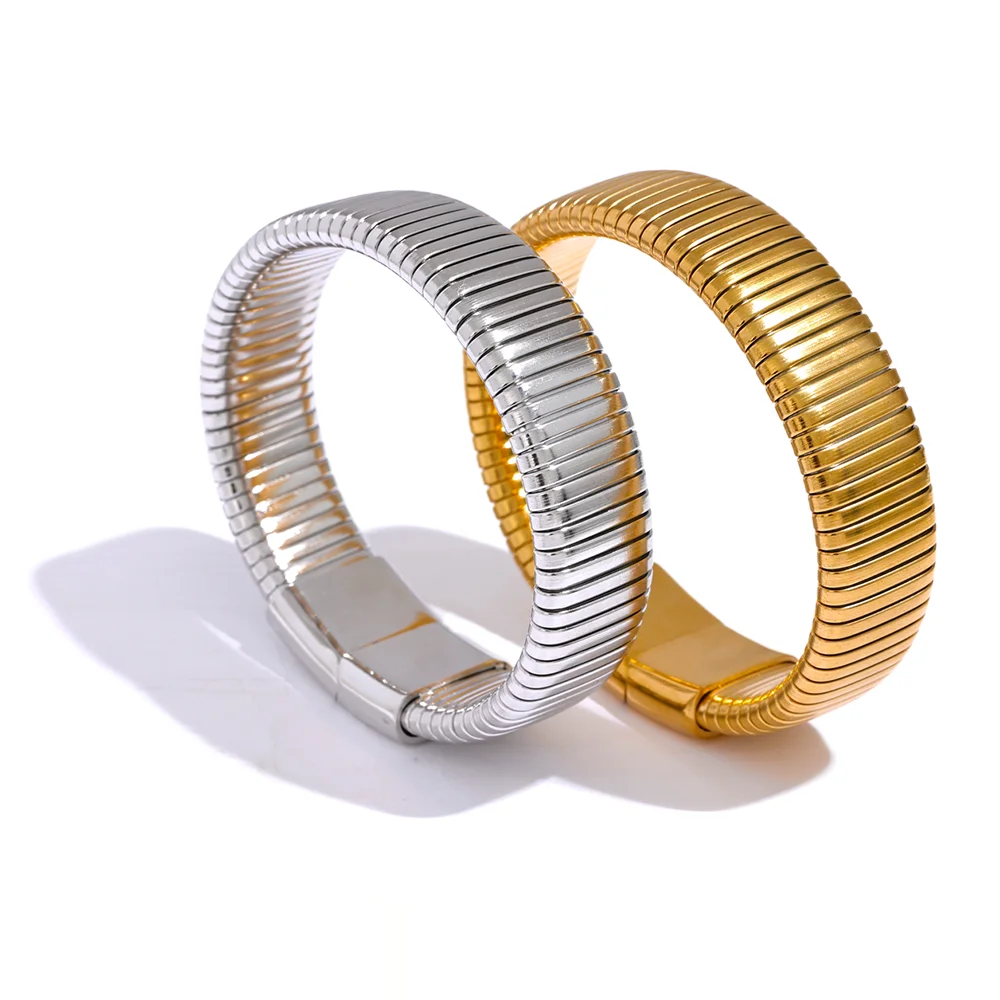 Wide Cuban Chain Statement Bracelet - Ecru