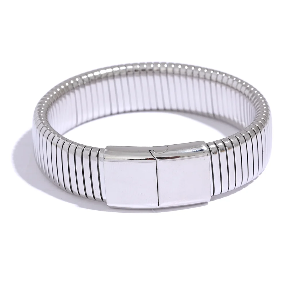 Wide Cuban Chain Statement Bracelet - Ecru