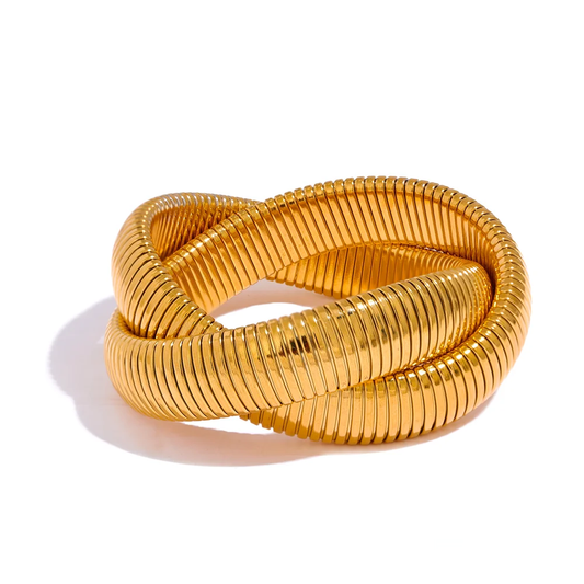 Wide Heavy Metal Stackable Bracelet - Ecru