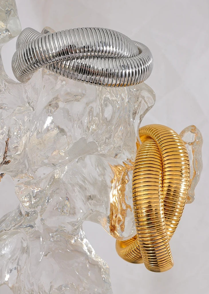 Wide Heavy Metal Stackable Bracelet - Ecru