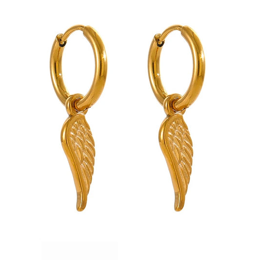 Wing Huggie Unusual Hoop Earrings - Ecru
