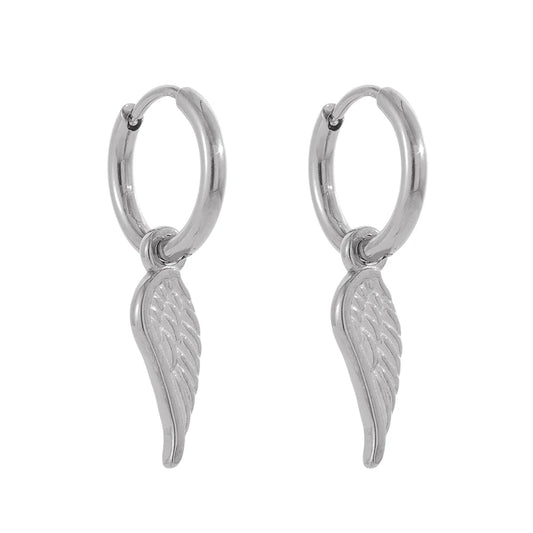 Wing Huggie Unusual Hoop Earrings - Ecru