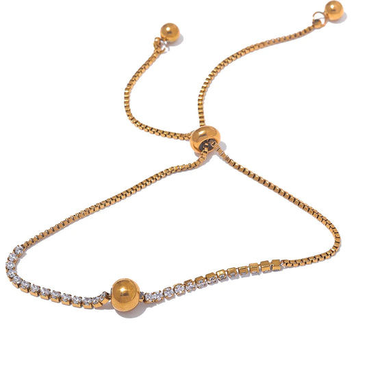 Zircon Elegant Adjustable Charm Bracelet - Ecru