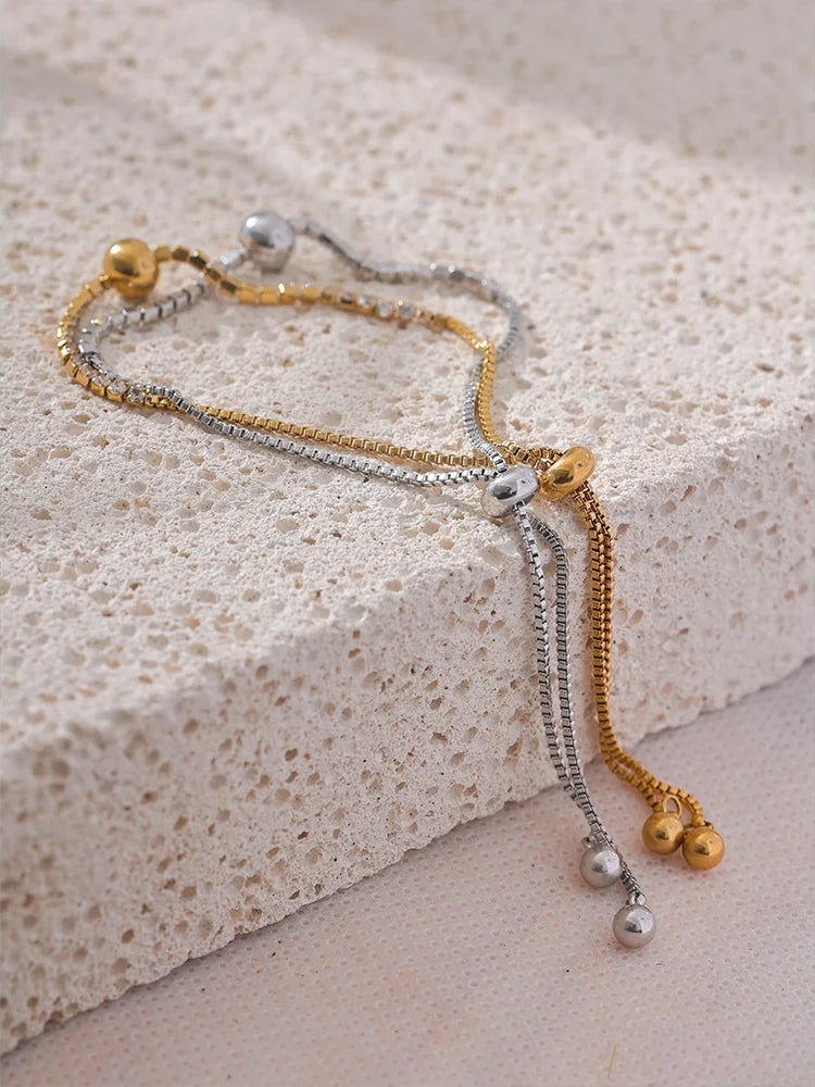 Zircon Elegant Adjustable Charm Bracelet - Ecru