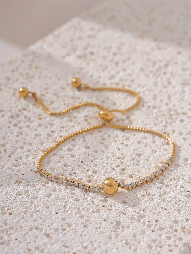 Zircon Elegant Adjustable Charm Bracelet - Ecru