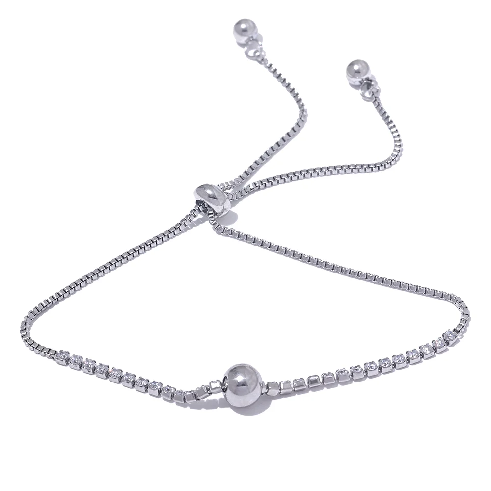 Zircon Elegant Adjustable Charm Bracelet - Ecru