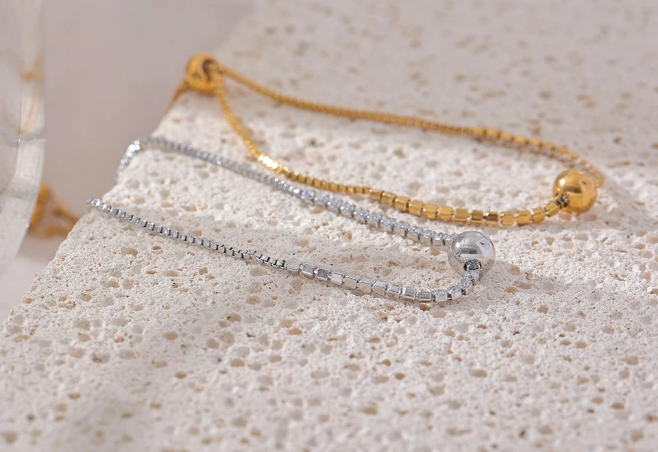 Zircon Elegant Adjustable Charm Bracelet - Ecru