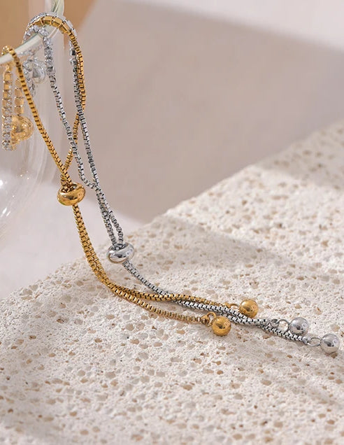 Zircon Elegant Adjustable Charm Bracelet - Ecru