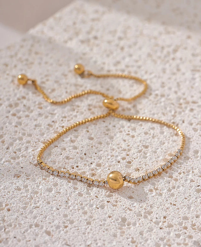 Zircon Elegant Adjustable Charm Bracelet - Ecru