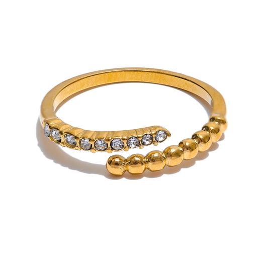 Zircon Geometric Modern Adjustable Ring - Ecru