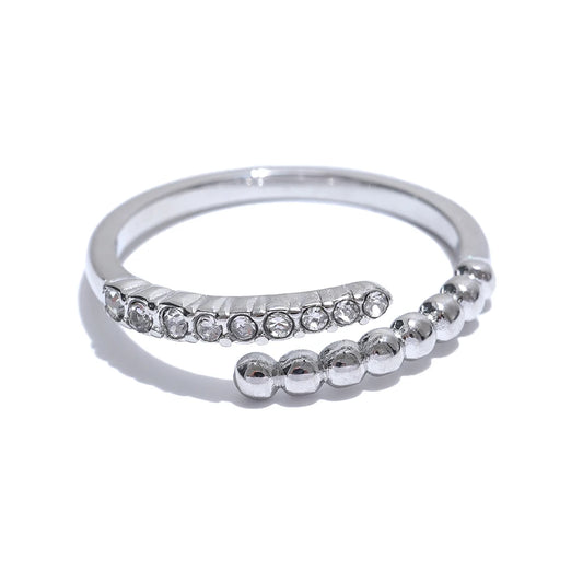 Zircon Geometric Modern Adjustable Ring - Ecru