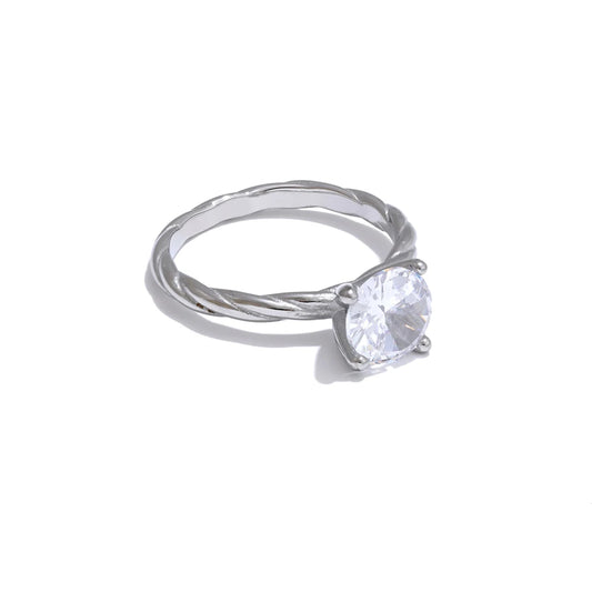 Zircon Modern Minimalist Solitaire Ring - Ecru