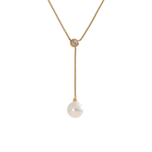 Zircon Pearl Timeless Pendant Necklace - Ecru