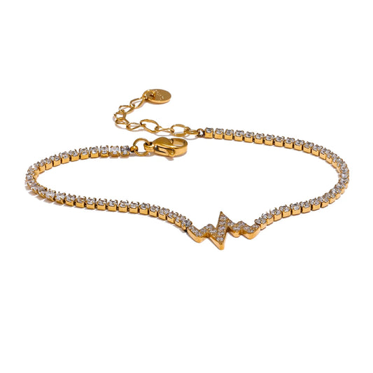 Zircon Premium Charm Bangle Bracelet - Ecru