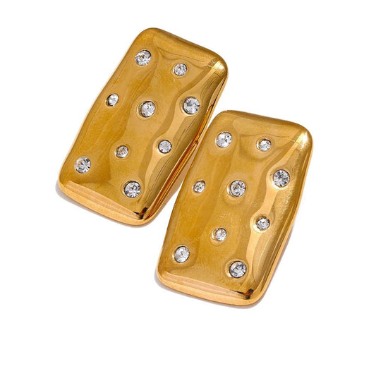 Zircon Premium Chic Stud Earrings - Ecru