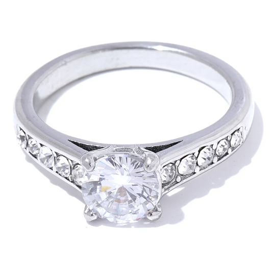 Zircon Premium Solitaire Statement Ring - Ecru
