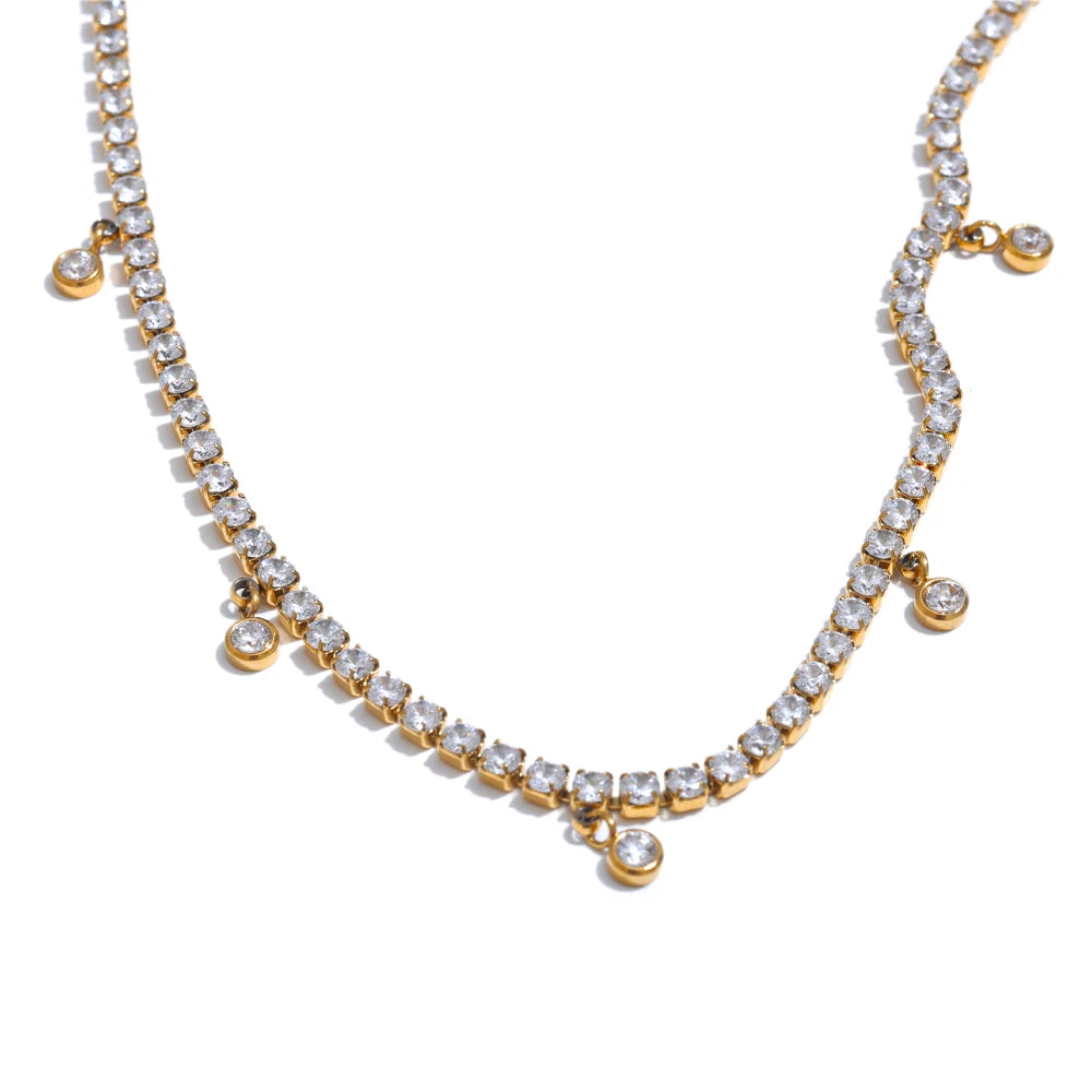 Zircon Shiny Classic Charm Set, Necklace - Ecru