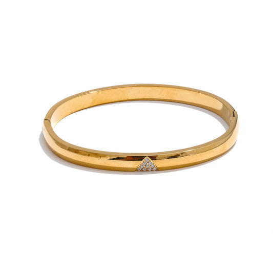 Zircon Timeless Minimalist Bangle Bracelet - Ecru