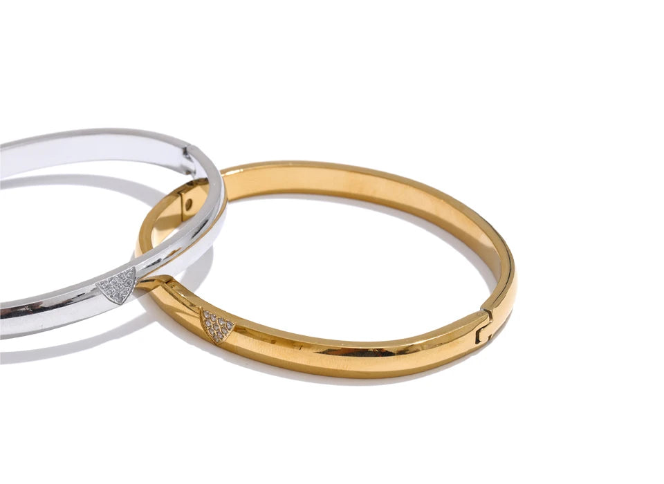 Zircon Timeless Minimalist Bangle Bracelet - Ecru