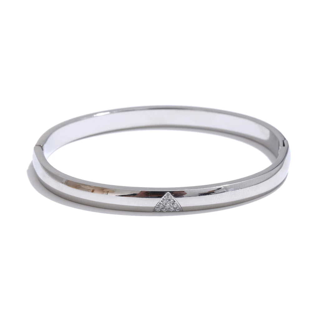 Zircon Timeless Minimalist Bangle Bracelet - Ecru