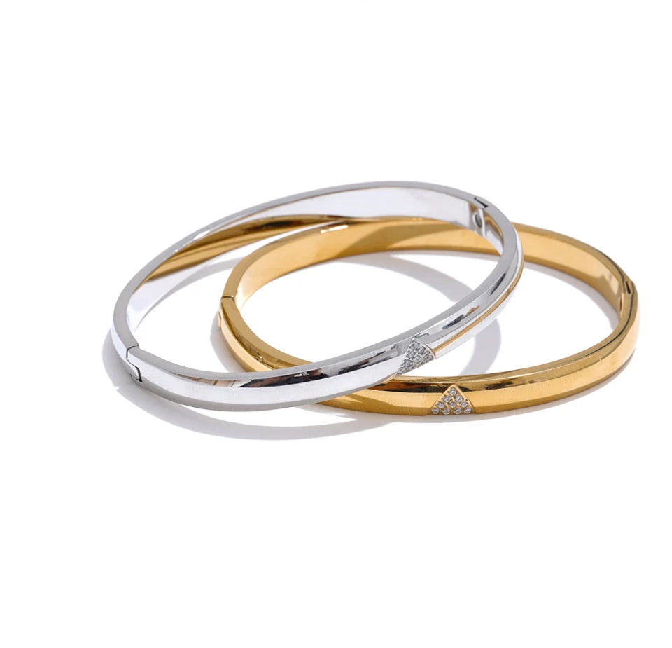 Zircon Timeless Minimalist Bangle Bracelet - Ecru