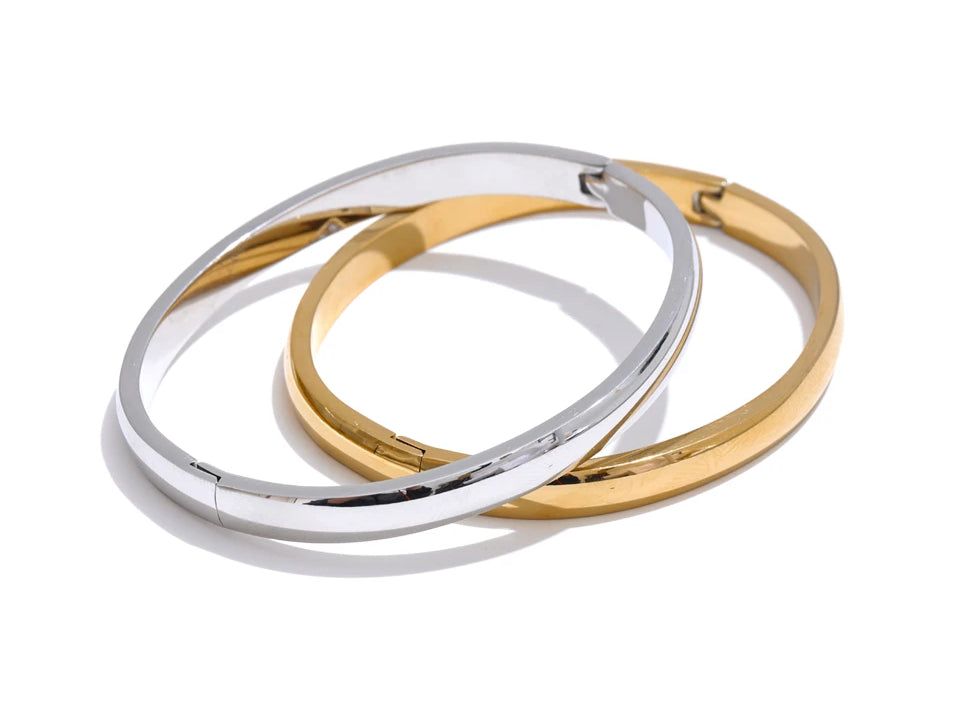 Zircon Timeless Minimalist Bangle Bracelet - Ecru