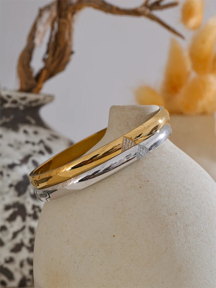 Zircon Timeless Minimalist Bangle Bracelet - Ecru