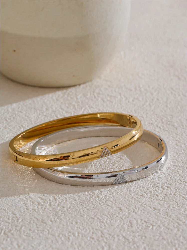 Zircon Timeless Minimalist Bangle Bracelet - Ecru