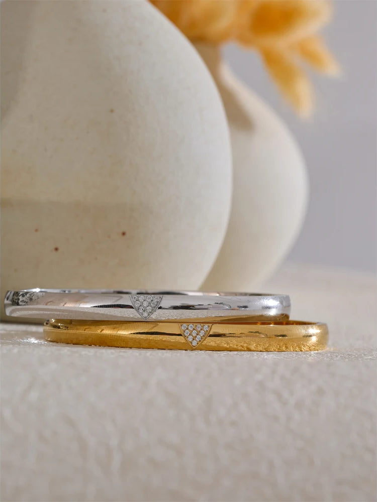 Zircon Timeless Minimalist Bangle Bracelet - Ecru