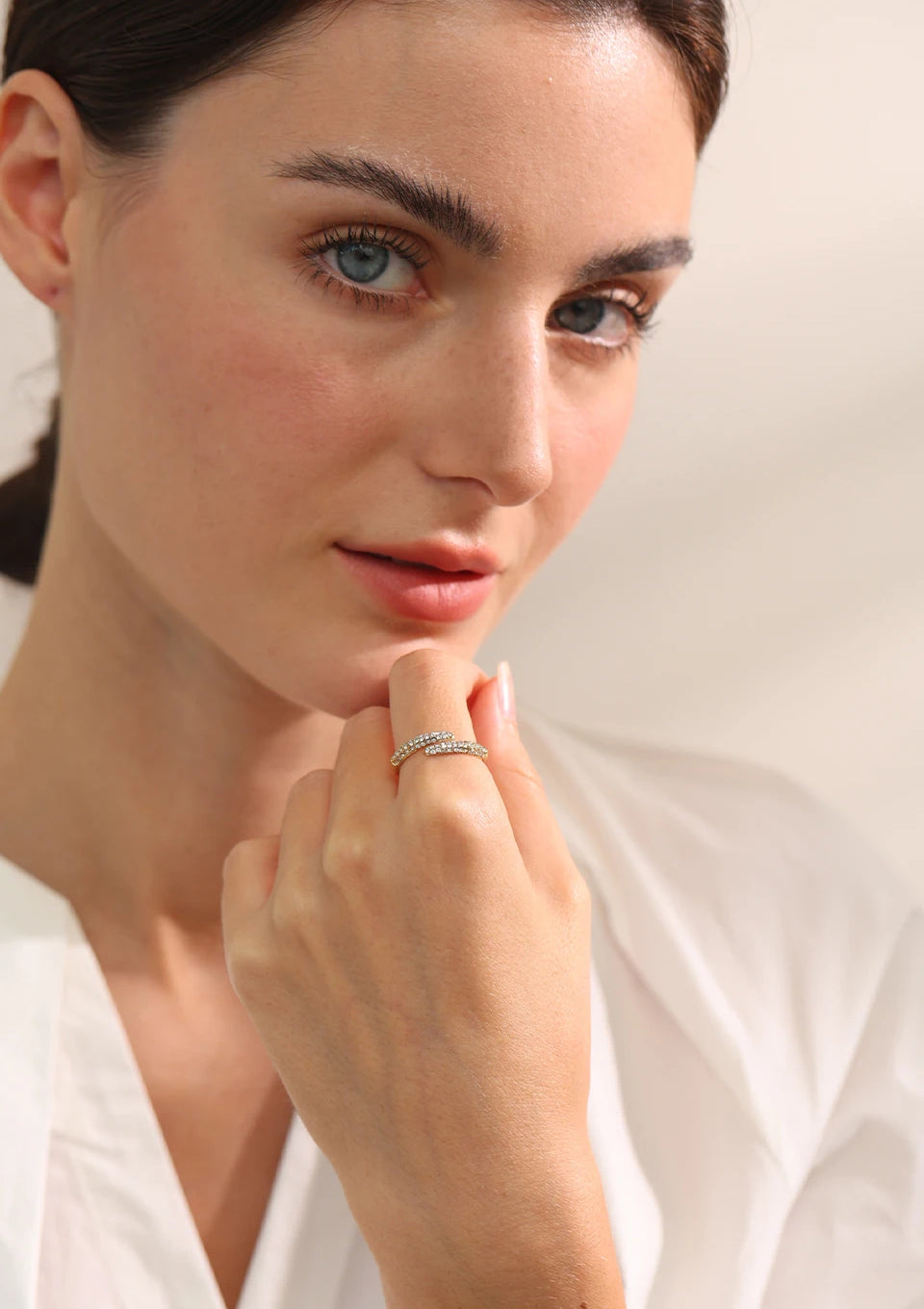 Zircon Timeless Resizable Statement Ring - Ecru
