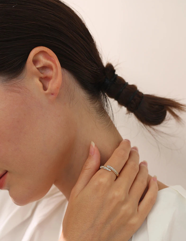 Zircon Timeless Resizable Statement Ring - Ecru