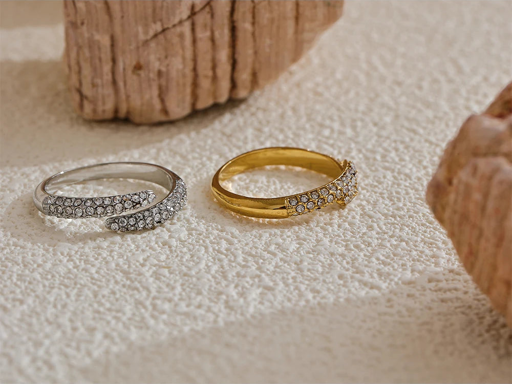 Zircon Unique Modern Statement Ring - Ecru