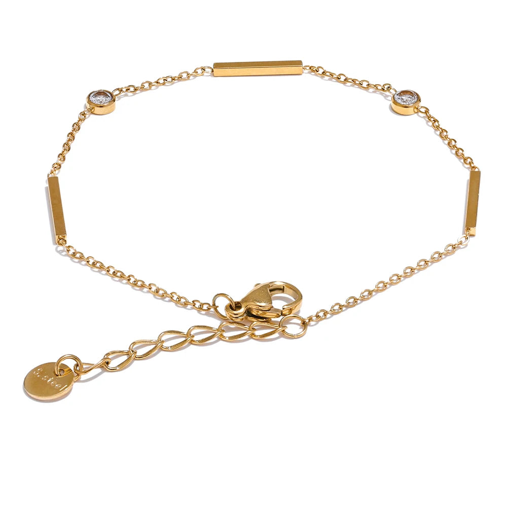 Zircon Versatile Charm Bangle Bracelet - Ecru