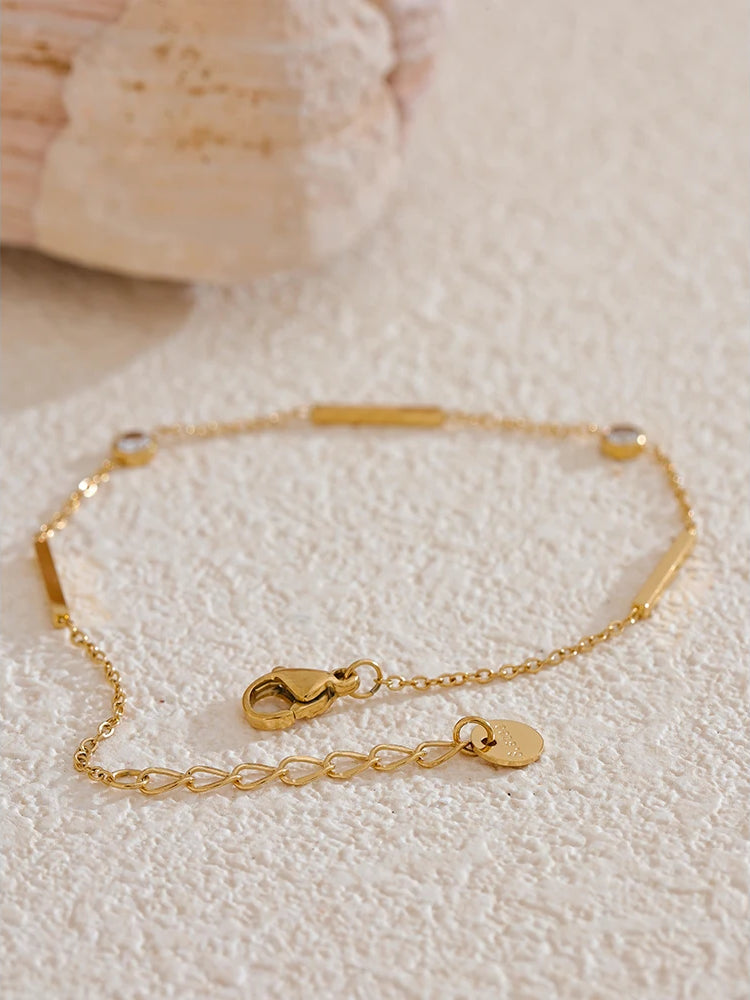 Zircon Versatile Charm Bangle Bracelet - Ecru