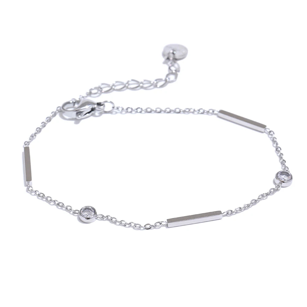 Zircon Versatile Charm Bangle Bracelet - Ecru